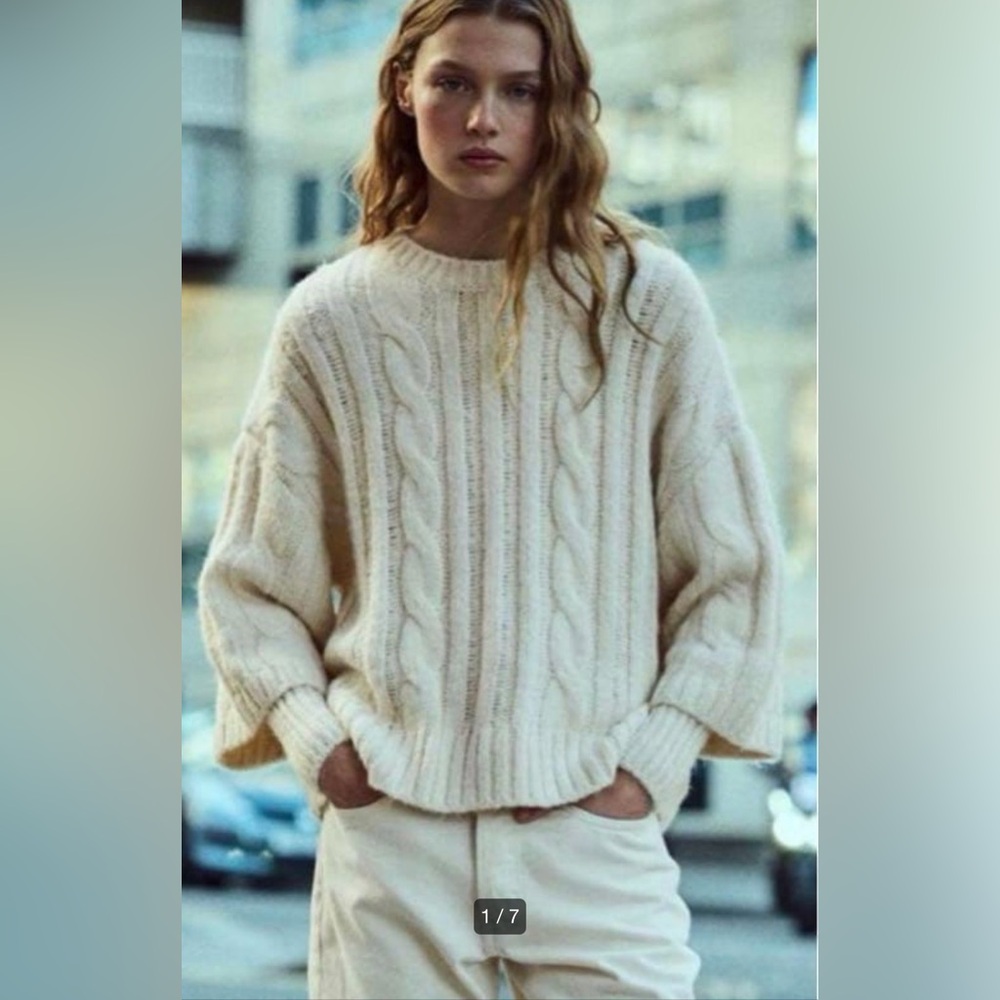 Zara Layered Sleeves Cable Knit Sweater